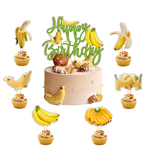 7 Pcs Acrylic Banana Cake Toppers Banana Cake Decorations Fruit Birthday Party Decorations For Banana Baby Shower, Fruit Themed Party #TOP3