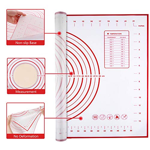 Silicone Baking Mats Pastry Mat, Adoric 2Pack Non-stick Baking Mat and 1Pack 16x24 Inch Silicone Pastry Mat with Measurement Fondant Mat, Counter Mat, Dough Rolling Mat, Oven Liner, Pie Crust Mat