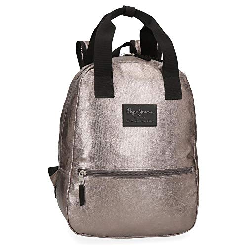 Pepe Jeans April Mochila Portatablet Gris 28x36x12 cms Poliéster 12.1L