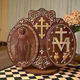 BGCOPPER Medalla milagrosa tallada en madera de Nuestra Señora de Guadalupe, estatua de la Virgen María, decoración de pared, medalla católica de la Inmaculada Concepción, decoración de pared, regalo