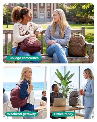 Image of BAGSMART College Laptop Backpack,Cute Travel Backpack for Women,Quilted Computer Bookbag