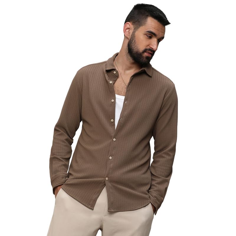Image of CAHOOT Men's Shirt for Casual Wear | Spread Collar | Short Sleeve | Regular Fit | Button Closure | Shirt Crafted with Comfort Fit for Casual Wear