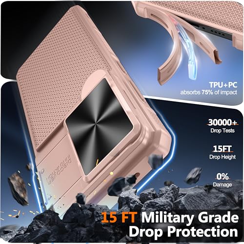 Image of Magnetic for Samsung Galaxy S26 Case,[Slide Camera Cover][Kickstand][Compatible with Magsafe][Military Grade Protection] Shockproof Rugged Case for Galaxy S26, Rose Gold