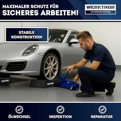 WERKTHOR Auffahrrampe PKW extra flach - [2er Set] Auto Rampe [