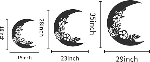 Miniatura 3 de Decoración de pared de metal y luna, decoración de pared de metal con flor de luna, arte de pared de luna, arte de pared de metal, decoración de