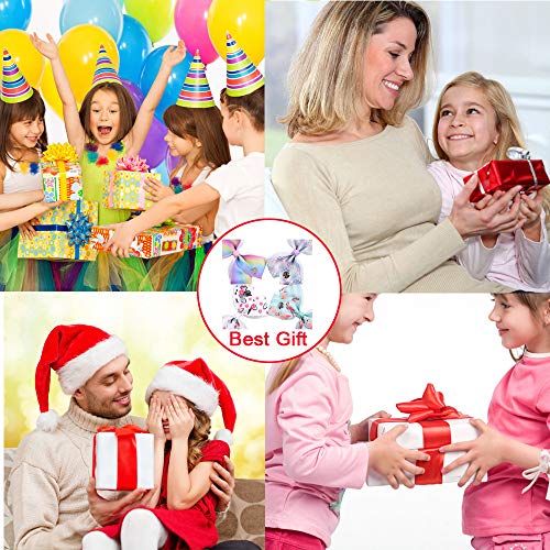 18pcs Hair Bows for Girls - 5 Inch Large Bow Alligator Clips for Girls Unicorn Rainbow Ribbon Colorful Hair Accessories for Toddler Teens Kids(18PCS)