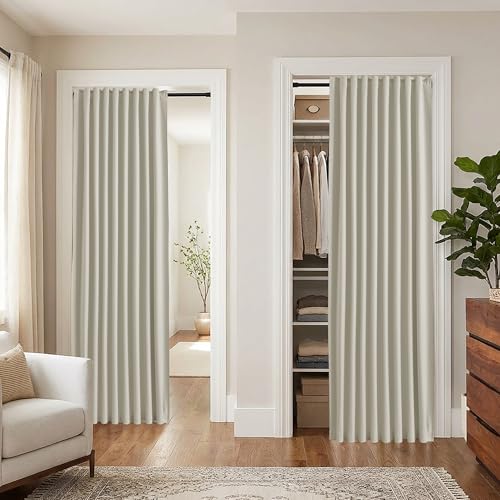 PANELSBURG Cat Proof Room Divider Curtain for Room Seperation, Privacy & Noise Reducing Blackout Sound Deadening Panels for Bedroom, Neutral Beige