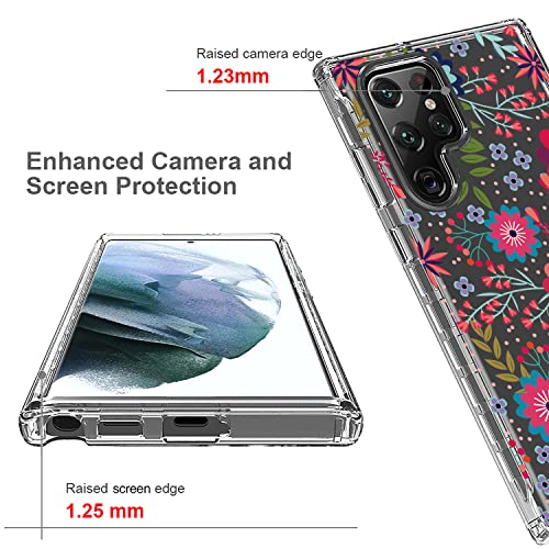 Coque antichoc pour Galaxy S22 Ultra transparente fleurie en TPU souple - 2