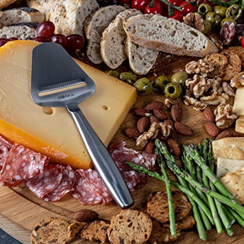 Boska Stainless Steel Cheese Slicer - Copenhagen For All Types Of Cheese - Multi-Functional Cheese Slicer - Handheld Slicer - Silver Non-Stick - Dishwasher Safe - For Kitchen Cooking #TOP3