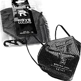 RMOVE Masque FFP2 Noir Appareil professionnel jetable Protection personnelle, élastique confortable pour adulte certifié CE avec crochets inclus Multipack 20 pièces