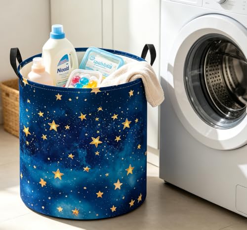 Image of 19.7 inch Laundry Basket,Dirty Clothes Hamper,Waterproof Storage Bin,Room Decor,Gift Baskets(Sky)