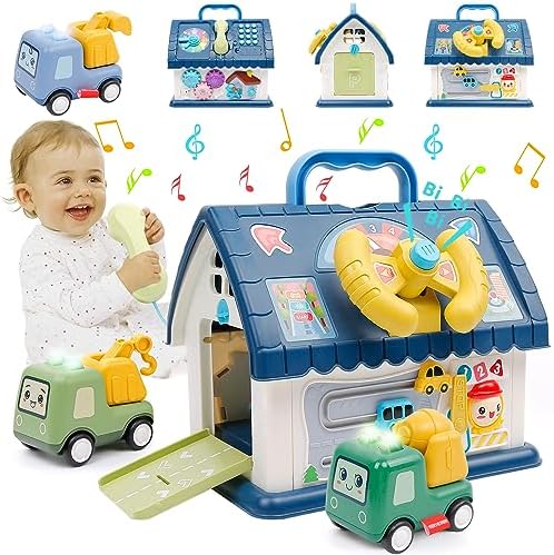 LACHLAND Phone Music House Toys, House Baby 7 in 1 Multifunctional Musical, Cars, Sounds, Rotating Gears, Telephone, Clock and Lights Toddler Toys 3+ Years Baby Music Toys