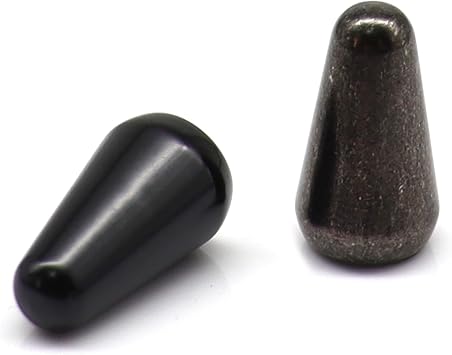 2-Pack Metal Guitar Switch Tip | 4.7mm 5-Way Toggle Switch Cap for Fender/Squier Stratocaster/Telecaster/Ibanez | Universal Metal Switch Knob Black+Black Nickel
