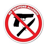 Die cut to shape No Weapons Allowed Guns Knives Sticker Decal Safety Sign Car Vinyl
