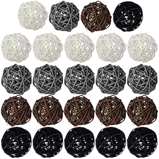 15/24 Pcs 5 cm Wicker Rattan Balls Wedding Christmas Party Blue Gray White 15, Blue Grey White, 15 pcs 5 cm