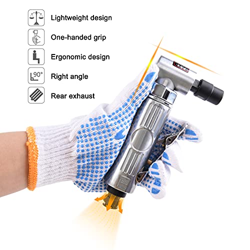 Yon.sou. 18Pcs Air Angle Die Grinder Tool Kit 1/4 Inch 20000Rpm Pneumatic Right Angle Die Grinder Set 90 Degree Die Grinder Pneumatic Angle Grinder, Air Angle Grinder Roll Lock #TOP2