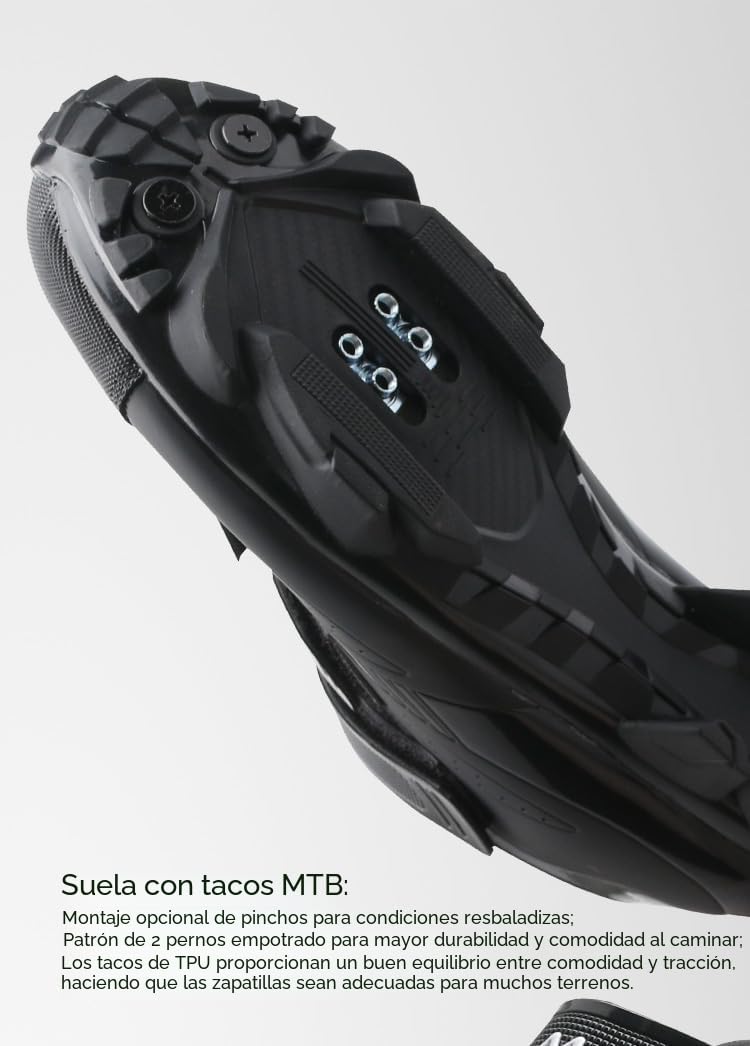 Zapatillas de Ciclismo MTB Profesionales para Hombre y Mujer – Transpirables, Antideslizantes y Compatibles con Pedales SPD - N03 38 EU