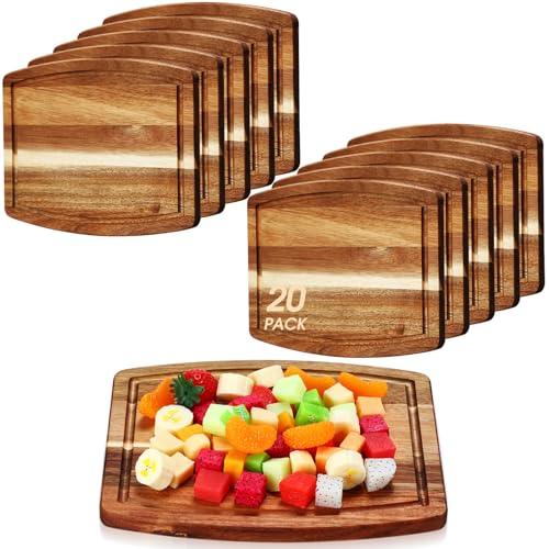 Kigley 20 Pcs Acacia Wood Cutting Boards 8x10 Inch
