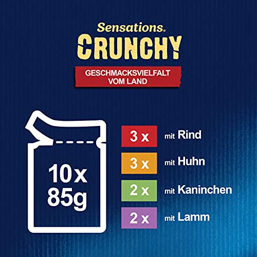 Felix Sensations Crunchy Katzenfutter nass in Gelee, Sorten-Mix, 6er Pack (6 x 10 Beutel à 85g)