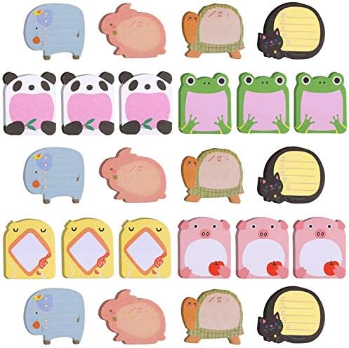 VEGCOO Sticky Notes Set, Self-Adhesive Cute Animals Sticky Notes, Different Shapes Notes for School Mark/Office Memo/Super Fun Multipurpose Sticky Notes (C)
