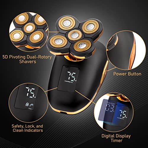 5 In 1 Electric Razor For Men And Women, Usb Rechargeable And Waterproof Cordless Trimmer, Includes Rotating Bald Head Shaver, Nose Hair Trimmer, Beard Shaper, Silicone Brush, And Cleansing Brush #TOP3