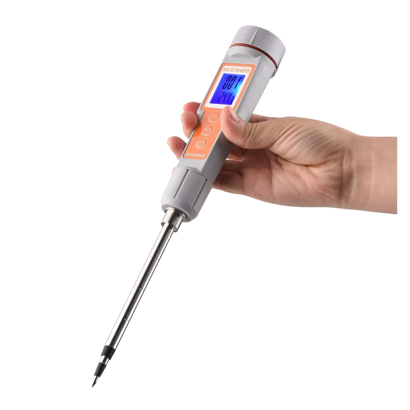 Bodentester 3 In1 EC/TDS/Temperatur Digitales Bodentestsondenmessgerät mit Hintergrundbeleuchtungsbildschirm Tragbarer Bodensalzgehaltstester Einfache Bedienung