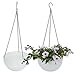 T4U Plastic Hanging Planter White Pack of 2, Self Watering Basket Round Flower Plant Orchid Herb Holder Container for Home Office Garden Porch Balcony Wall Indoor Outdoor Decoration Gift