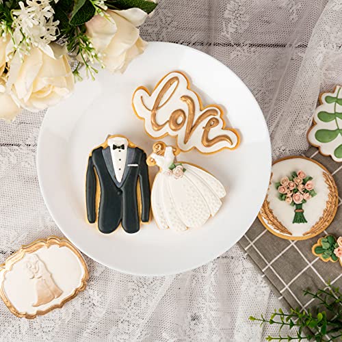 Flycalf Love Cookie Cutters With Plunger Stamps Baking Dough Tools Wedding Cake Shapes Pla Accessories Cutter Molds For Birdesmaid Decorative Party 3" Kitchen Supplies #TOP5
