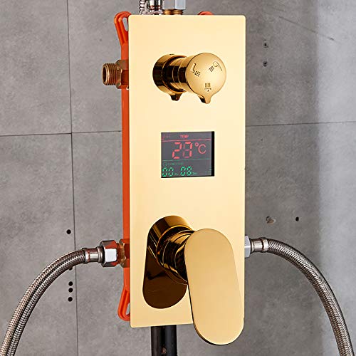 Système de douche numérique or plafonnier LED 16" avec hydromassage