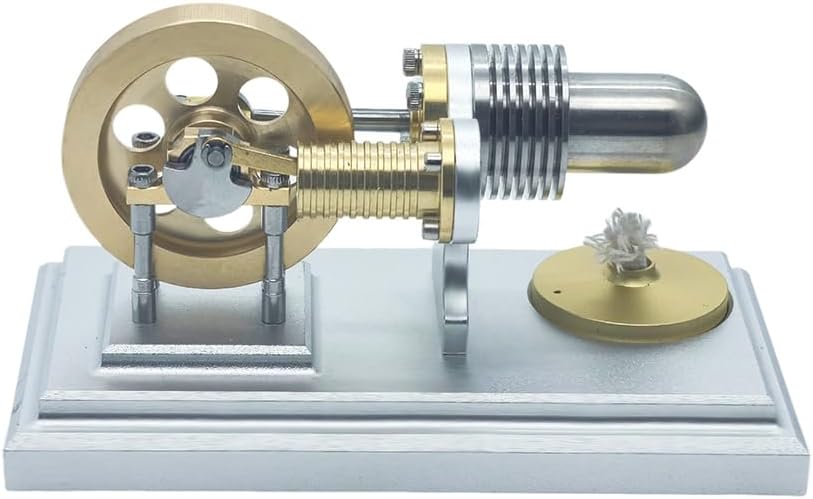 Stirling Engine Model, Mini Hot Air Engine Educational Demonstrator, External Combustion Physics Science Kit, Metal Collectible Desktop Display