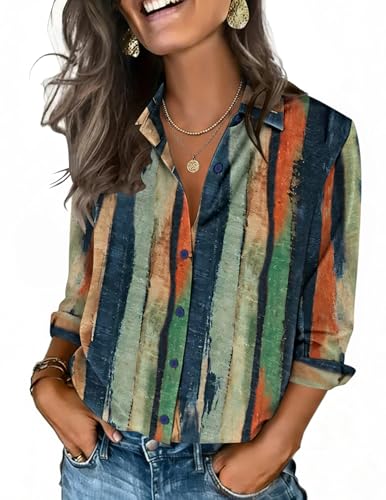 Zeagoo Women 3/4 Sleeve Button Down Shirts Dressy Casual Collared