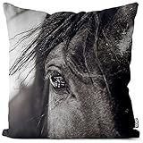 VOID Pferd Schwarze Weiss Kissenbezug Kissenhülle Sofakissen Kissen Deko Outdoor-Kissen Dekokissen, Kissen Größe:80 x 80 cm