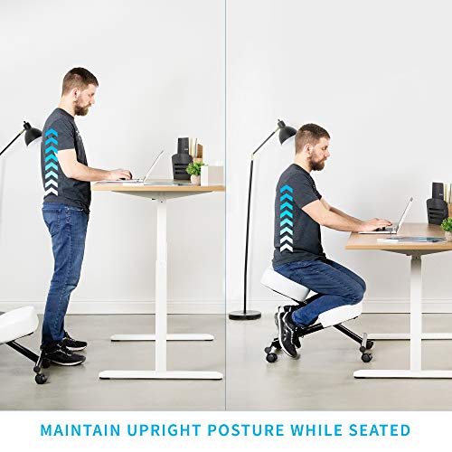 DRAGONN by VIVO Ergonomic Kneeling Chair, Adjustable Stool for Home and Office - Improve Your Posture with an Angled Seat - Thick Comfortable Cushions, White, DN-CH-K01W