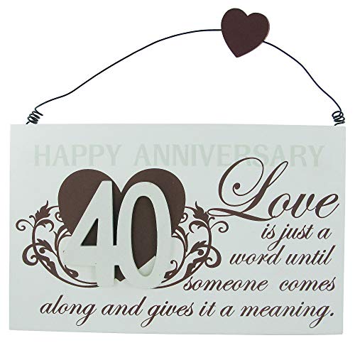 Ruby 40th Wedding Plaque Sign Sentiment