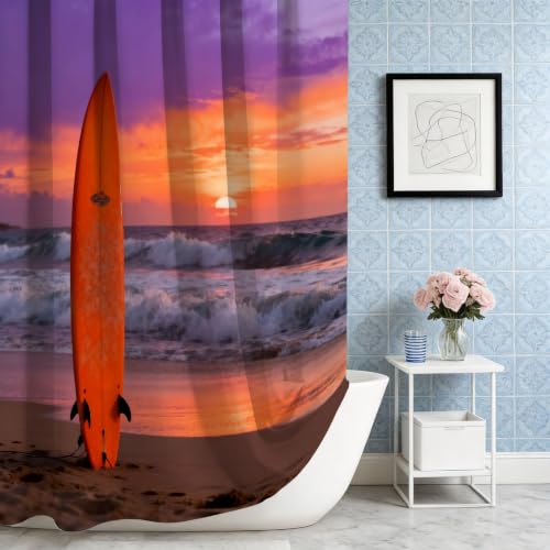 Rideau de douche polyester imprimé 3D avec anneaux robustes inclus