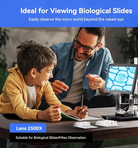 Image of Tobo LP101T 10.1 inch 3 Lens 2K HDMI Digital Microscope 2500X, Coin Microscope Magnifier for Entire Coins with IPS Screen, LCD Soldering for Adults, 14 LED Lights, PC /TV Compatible, Black