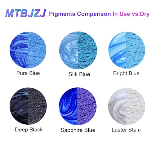 MTBJZJ Mica Powder, 6 Colors - 20g/Bottle of Epoxy Resin Color Pigment for Candle Dye, Lip Gloss Pigment, Soap Making, Slime Colorant, Paint, Bath Bombs,Nail Polish and Eye Shadow — view 2