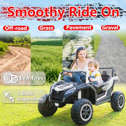 Image of NEWQIDA XXXL 2 Seater 24V Ride On Toys 4x200W Kids Side by Side UTV, White