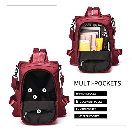 PINCNEL Women Backpack Purse Waterproof Nylon Anti-theft Rucksack Lightweight Shoulder Bag - Thumbnail 4