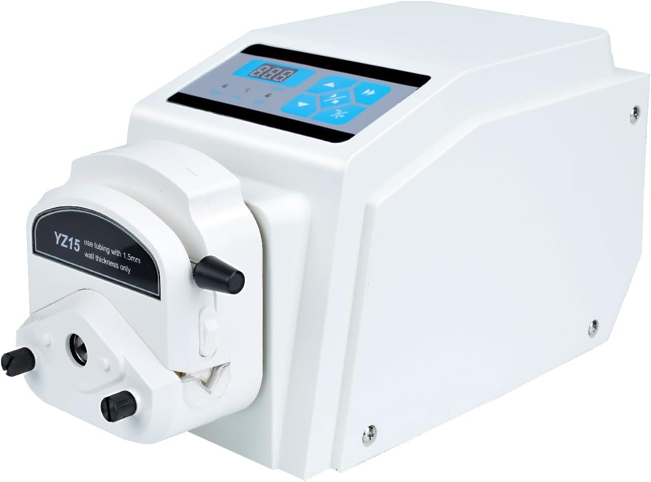 Peristaltic Pump, 0.007–380 mL/min, 0.1–100rpm Variable Speed, Low Flow Lab pump High-Precision Stepper Motor for Lab, Pharmaceutical & Industrial Fluid Handling,BT100J-1A /YZ15-13B Head(PPS)