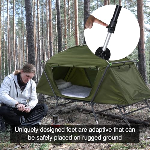 Carpa Cama Elevada Plegable para 1 Persona Verde miniatura 6