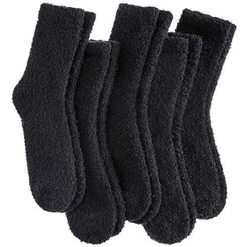 Image of CHOWISH Womens Fuzzy Slipper Socks Super Soft Microfiber Fluffy Cozy Winter Warm Fuzzy Crew Socks
