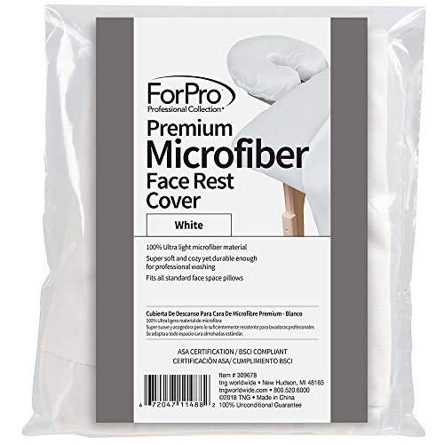 ForPro Professional Collection Premium Microfiber Face Rest Cover, White, Ultra-Light, Stain and Wrinkle-Resistant, for Massage Tables