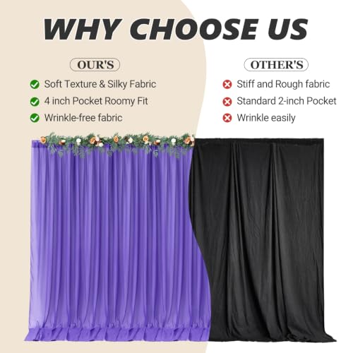 20ft x 10ft Purple Backdrop Curtains, Wrinkle-Free Sheer Chiffon Fabric Photo Backdrop Drapes for Wedding Arch Party Ceremony Stage Photography Decorations by Wish Care - Used condition - Image 7