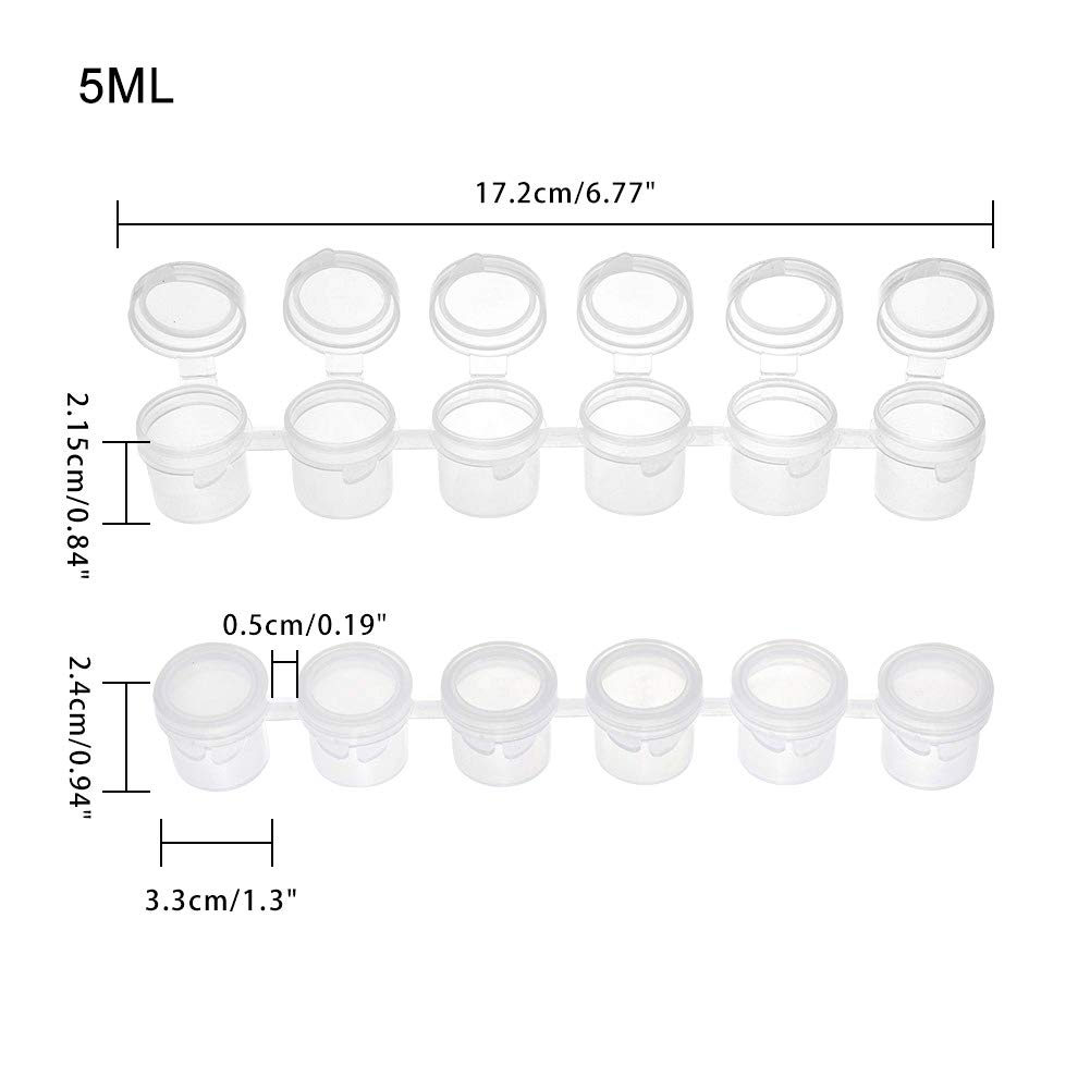 Buy PH PandaHall 120 Pots 5ml Mini Empty Paint Pot Pod Strips Paint