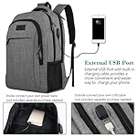 MATEIN Travel Laptop Backpack, Business Anti Theft Slim Sturdy Laptops Backpack with USB Charging Port, Water Resistant College School Computer Bag Gift for Men & Women Fits 15.6 Inch Notebook, Grey - Image 3