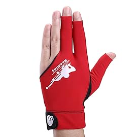 Roaming Quick-Dry Breathable Billiard Pool Gloves, Shooters Carom Snooker Cue Sport Glove Fits on Left Hand (Red-Left Hand, XXL)