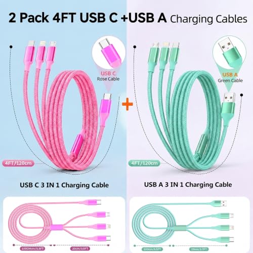 3 in 1 Charging Cable,Multi Charger Cable USB Phone Multiple Charger Cord — view 2