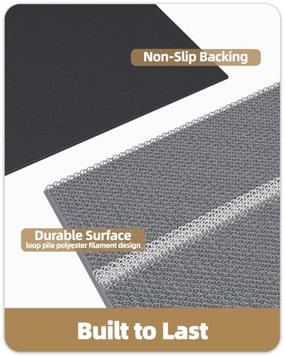 Color G Fussmatte Aussen Innen 43.5 x 75cm, Schmutzfangmatte Außen rutschfest Wetterfest, Fußmatte Sauberlaufmatte Waschbar, Türmatte Outdoor Teppich für Eingang, Hund, Haustür, Garten (Grau)