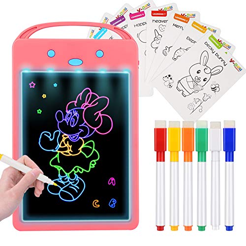 Etmury Tableau Magique,Ardoise Magique Enfant Tableau,de la Petite Enfance Écriture Jouets de Peinture,Tableau d'affichage avec éclairage?Hi-Tech Portable Planche à Dessin pour Les Enfants (Rouge)